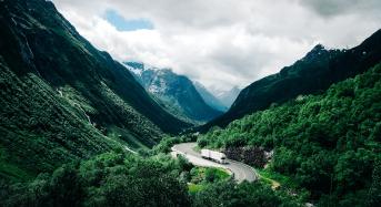 Trucks in landscape